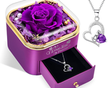 Gifts for Wife from Husband, Preserved Real Purple Rose with Love Neckla... - $35.96