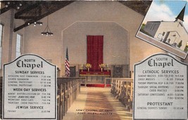 FORT RILEY KANSAS US ARMY CHAPEL OF CRTC~SCHEDULE OF SERVICES POSTCARD 1... - $5.79