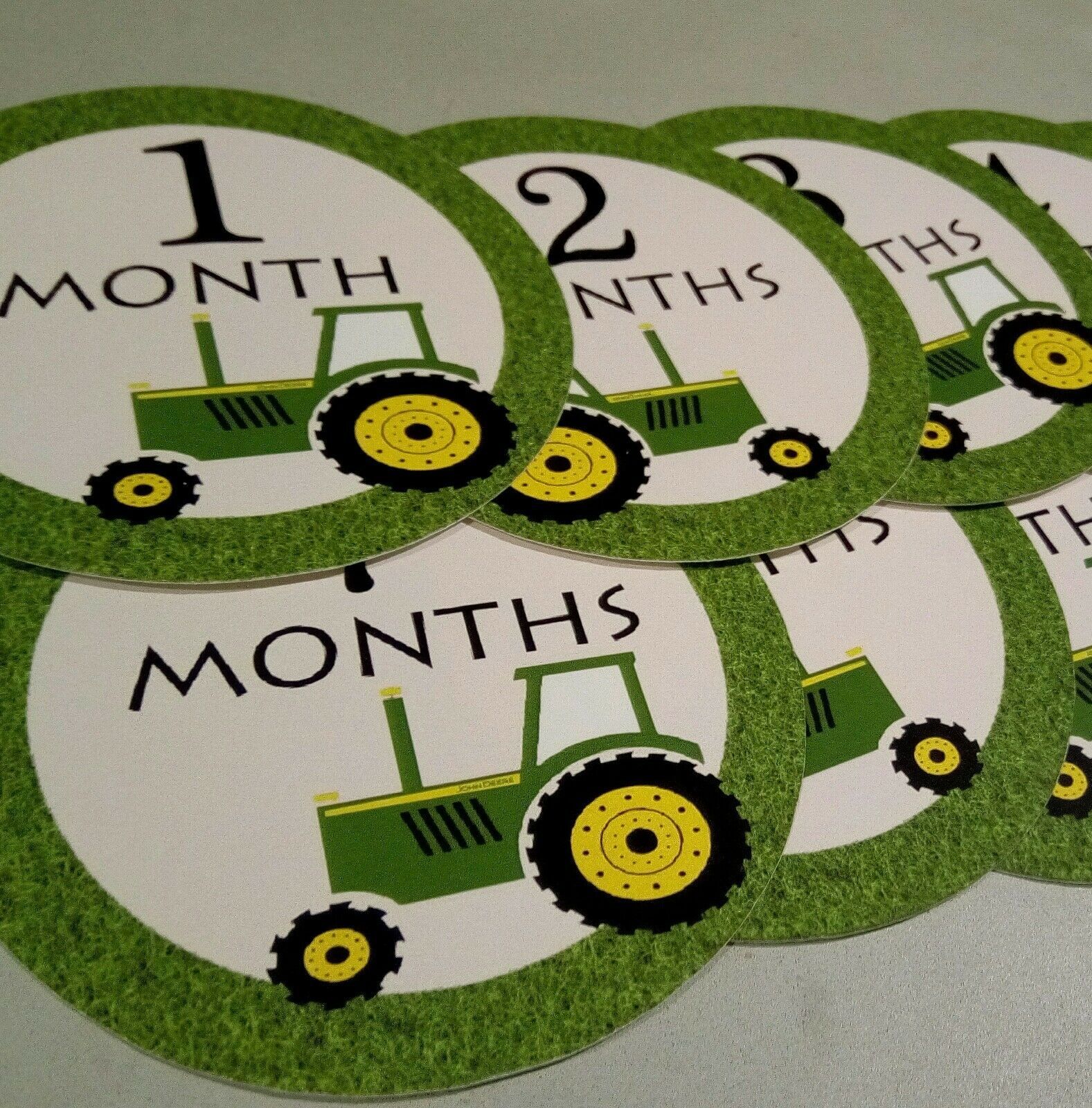 Monthly baby stickers. Tractor one piece month stickers. Tractor, John Deere