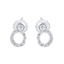 14K White Gold Plated 0.10Ct Round Cut Moissanite Initial O Stud Earring... - $40.03