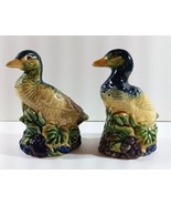 Vintage Duck Salt and Pepper Shakers Large 4 3/4&quot; H x 2 1/2&quot; W Blue Yell... - $8.64