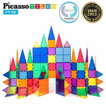 PicassoTiles PT100 100 Piece 3D Color Magnetic Magnet Building Blocks Tiles Set - £55.86 GBP
