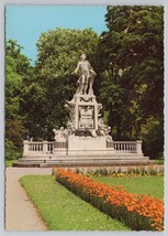 Mozart Memorial In Burggarten Vienna Austria Bright Flowers Vintage Postcard - $14.45