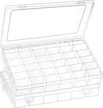 2 Pack 36 Grids Clear Plastic Organizer Box with Adjustable Dividers, Sm... - $27.97