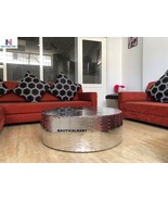 NauticalMart Aluminum Drum Shaped Coffee Table Hammered Coffee Table Avi... - £751.78 GBP