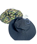 2 Boys Bucket Hat Sunhat Camo Black for Ages 4-7 One Size Wonder Nation NEW - $5.95