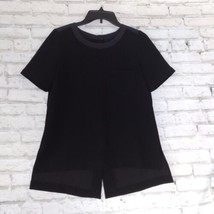 Madewell Blouse Womens XS Black Industry Button Back Silk Trim Pocket - £15.80 GBP