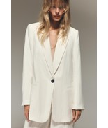 $149 ZARA CRINKLED EFFECT ECRU LINED BLAZER JACKET S - $136.82 CAD