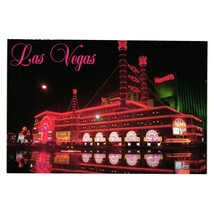 Harrah Showboat Casino Evening Night Lights Vintage Postcard Las Vegas Nevada - £7.48 GBP