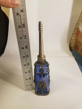 Vintage Square Colbalt Blue Purfume Bottle with Metal Decoration / Overlay - £31.32 GBP