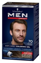 Schwarzkopf Men Perfect Anti-grey hair coloring gel DARK BROWN 70-FREE S... - $21.77