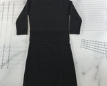 525 America Sweater Dress Womens Small Black Knit Ribbed Detail Merino Wool - $27.80
