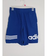 ADIDAS junior boys blue spell out logo cotton shorts sz L 14/16 - $324.07 MXN