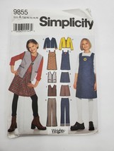 Simplicity 9855 Girls&#39; Pants Skirt Jumper Vest and Jacket Size A 7 8 10 12 14 16 - £6.29 GBP