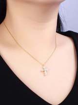 18K Gold Plated Religious Freshwater Pearl, Minimalist Pendant, 925 Sterling Sil - £50.44 GBP