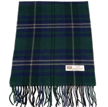 Men Womens 100% Cashmere Scarf Wrap Made in England Plaid Forest blue camel #F04 - £7.52 GBP