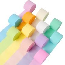 12 Rolls Crepe Paper Streamers, 12 Colors Pastel Crepe Paper Streamers For Party - £16.02 GBP