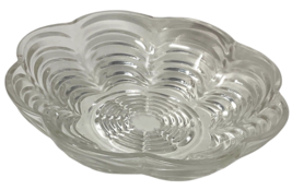 Vintage Clear Pressed Glass Candy Dish 6.25" Ribbed Pattern With Scalloped Edge image 3