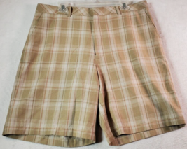 Walter Hagen Shorts Mens Size 38 Tan Plaid Polyester Casual Pockets Flat... - $15.19