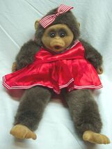 VINTAGE GIRL MONKEY AS CHEERLEADER HAND PUPPET 19" Plush STUFFED ANIMAL Toy - $18.32