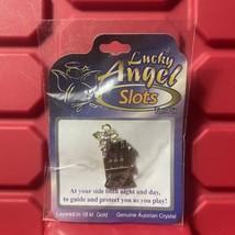 Lucky Angel Slots Tac Pin Layered In 18 KT GOLD Genuine Austrian Crystal New - $13.49