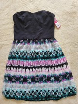 Xhilaration Strapless Black Purple Butterfly Dress Size L - $8.59