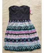 Xhilaration Strapless Black Purple Butterfly Dress Size L - $11.64 CAD
