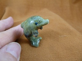 (Y-DOL-100) little green Serpentine DOLPHIN figurine SOAPSTONE PERU dolp... - $13.09