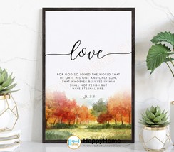 Love Bible Verse Wall Art Scripture Quote John 3:16 Christian Print Art -P583 - £19.38 GBP+