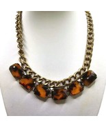 Chunky Chico&#39;s Necklace Brown Prong Set Beads Matte Antique Gold Color 1... - £10.97 GBP