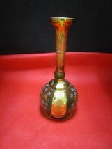 BOHEMIAN ENCRUSTED GOLD AND FLOWERS bud vase 6&quot; - $829.84 MXN