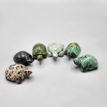 Dalmatian Jasper Serpentine? Hand Carved Stone Turtle Figurine Lot of 6 ... - $96.74