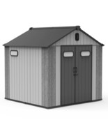 8x8FT Resin Outdoor Storage Shed: Lockable, Waterproof, Heavy-Duty - $23,138.11 MXN