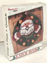 Caron Wonder Arte 4681 Feliz Navidad Santa Wreath Esmirna Tapete Kit Hecho Eu - £21.50 GBP