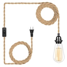 Plug In Hanging Light Fixture, 15Ft Pendant Lamp Lights Cord With Switch Cord E2 - £20.77 GBP