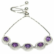 14k White Gold Plated 5.20Ct Oval  Cut Simulated  Purple Amethyst Bolo Bracelet - £190.08 GBP