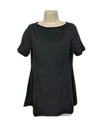 Denim &amp; Co. Regular Fit &amp; Flare Knit Tunic Size XS Black Boat Neck Short... - $27.93 CAD