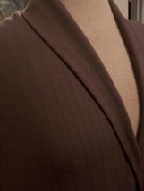 4yd Italian Designer Wool Viscose Subtle Suit Fabric Taupe Self Shadow Striped - £50.71 GBP