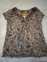 Ruby Rd. Size Small Top Blouse Brown And White Beaded Neckline - €10,42 EUR