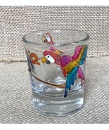 Hand Drawn Puffy Lines Parrots Tropical Birds On Shot Glass - $5.94