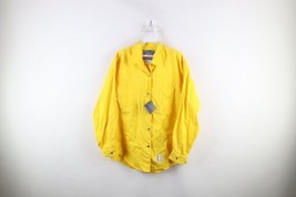 NOS Vintage 80s Calvin Klein Womens Large Baggy Fit Collared Button Shirt Yellow - £47.44 GBP