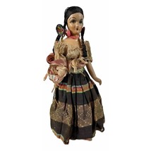 1930s Mexican Dancer Fabric Doll ~ Folk Art ~ Rustic Handmade Ceramic Se... - £27.81 GBP