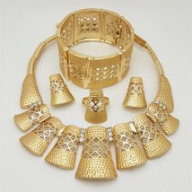 New Fashion Wedding Woman Costume Bridal Jewelry Set Dubai Gold Designer Necklac - £22.81 GBP