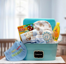 Baby Basics Gift Pail Blue - Baby Bath Set - Baby Boy Gift Basket - $74.01