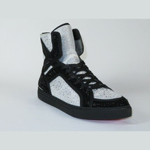 Men High Top Shoes By FIESSO AURELIO GARCIA ,Fancy Rhine stones 2402 Black White image 2