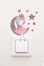 - Socket- Cute Girl Sitting On The Moon Decor Socket Sticker - $3.29