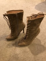 Chase and Chloe faux suede high heel boots with ties sz 7 MSRP $99 - £10.52 GBP