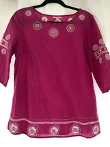 LILLY PULITZER Pink Solid Long Sleeve Linen/Cotton Top Sz 8 $128 - $52.37
