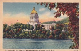 Charleston West Virginia WV State Capitol Kanawha River Postcard D55 - £2.39 GBP