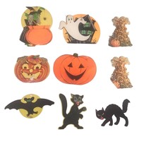Halloween Ephemera 9 Vintage Paper Decorations NOTE Dennison USA Witch Cat Ghost - £15.66 GBP